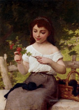  fleur Tableau - Un brin de fleurs académique réalisme fille Émile Munier